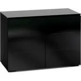 Oslo 323 44" TV Stand Cabinet in Black Oak with Smoked Black Glass Doors & Top